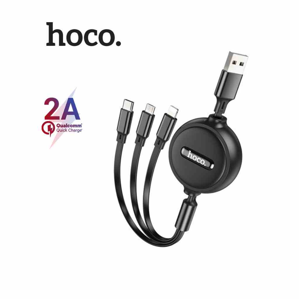 [Mã BMLTA35 giảm đến 35K đơn 99K] Cáp sạc 2A Hoco X75 3in1 dây rút đa năng chất liệu TPE cao cấp dài 1M ( Đen )