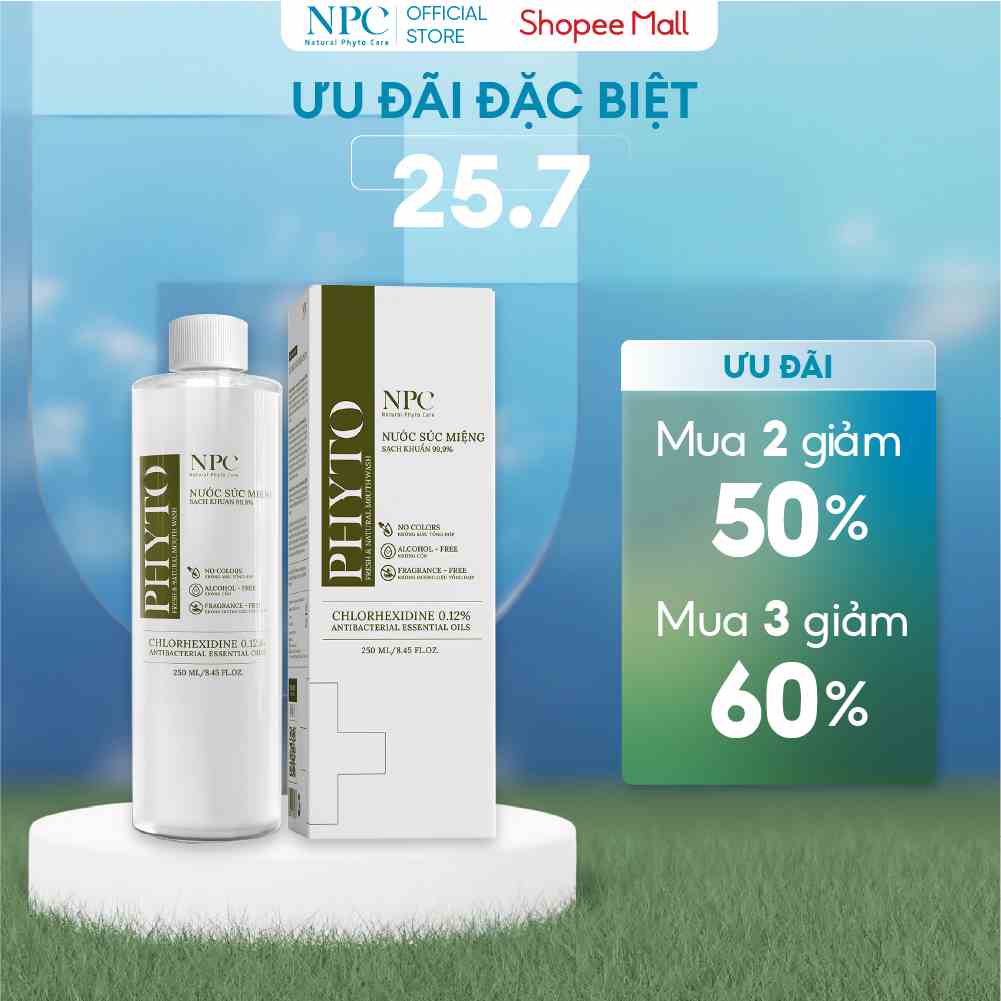 [Mã BMTTC60K giảm đến 60K đơn 50K] Nước súc miệng tinh dầu thiên nhiên Phyto chai 250ml