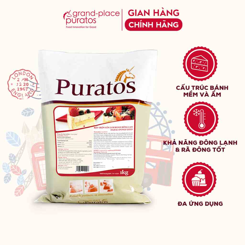 Bột Trộn Sẵn Làm Bánh Bông Lan Tegral Sponge Gold Puratos Grand-Place VN-1 Kg-4116116