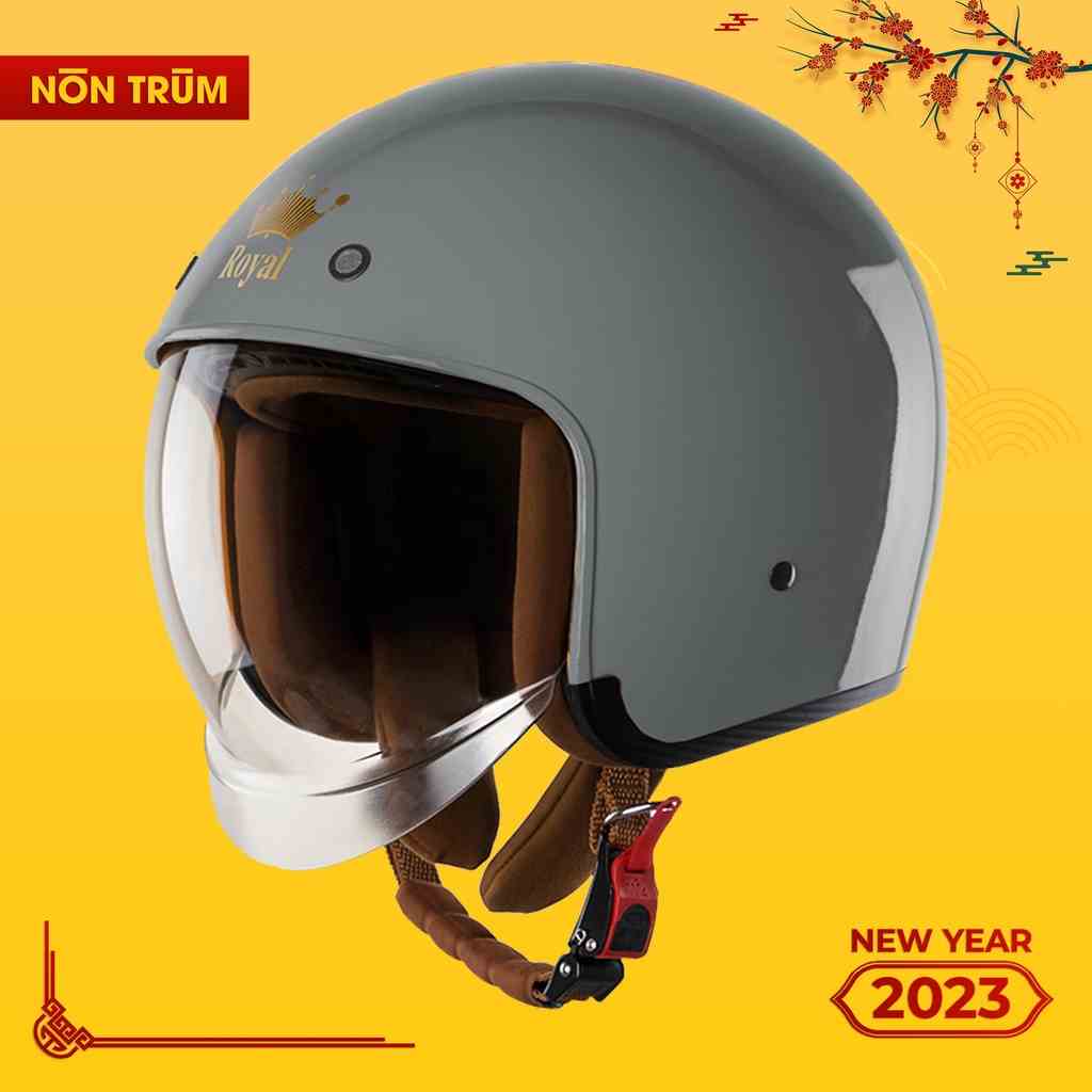 Nón bảo hiểm 3/4 Royal M139 màu Ximang bóng chính hãng được phân phối tại hệ thống Nón Trùm