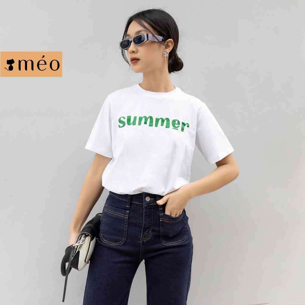 Áo thun tay lỡ Méo shop phông nữ cổ tròn cotton Season freesize form rộng