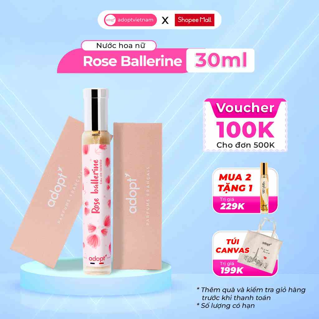 Nước hoa nữ Adopt Rose Ballerine tinh dầu thơm chính hãng Pháp ngọt ngào sác sảo