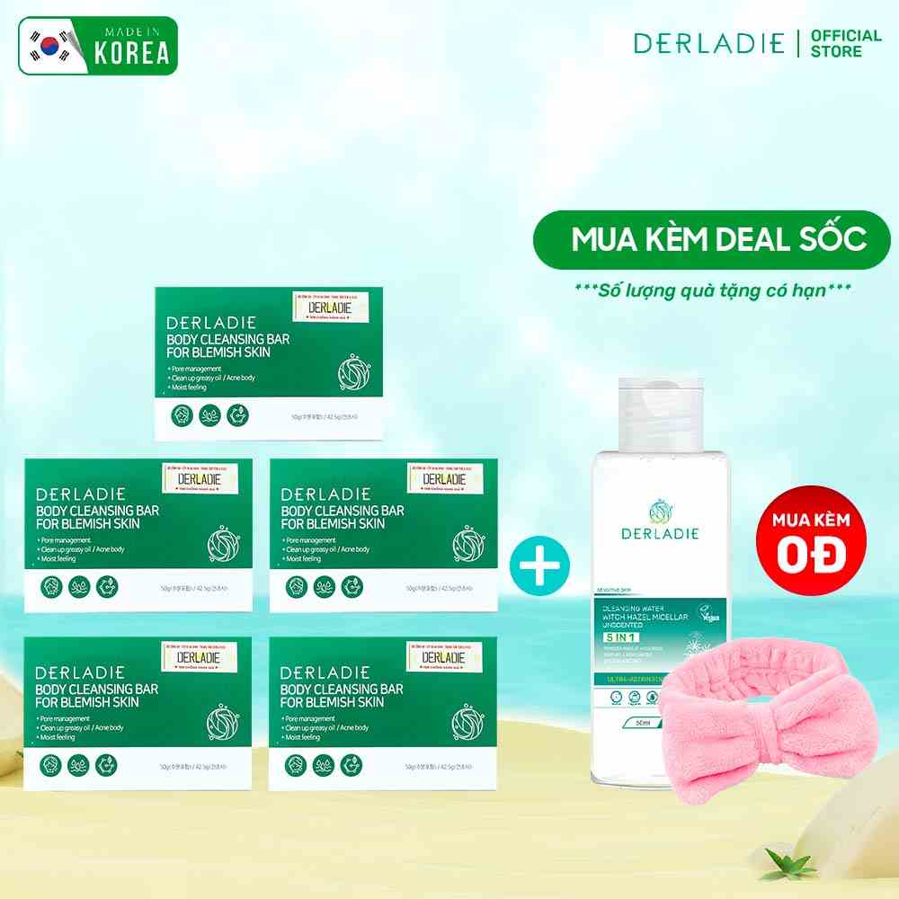 Combo 5 Xà Phòng Giảm Mụn Cơ Thể Derladie Body Cleansing Bar For Blemish Skin 50g