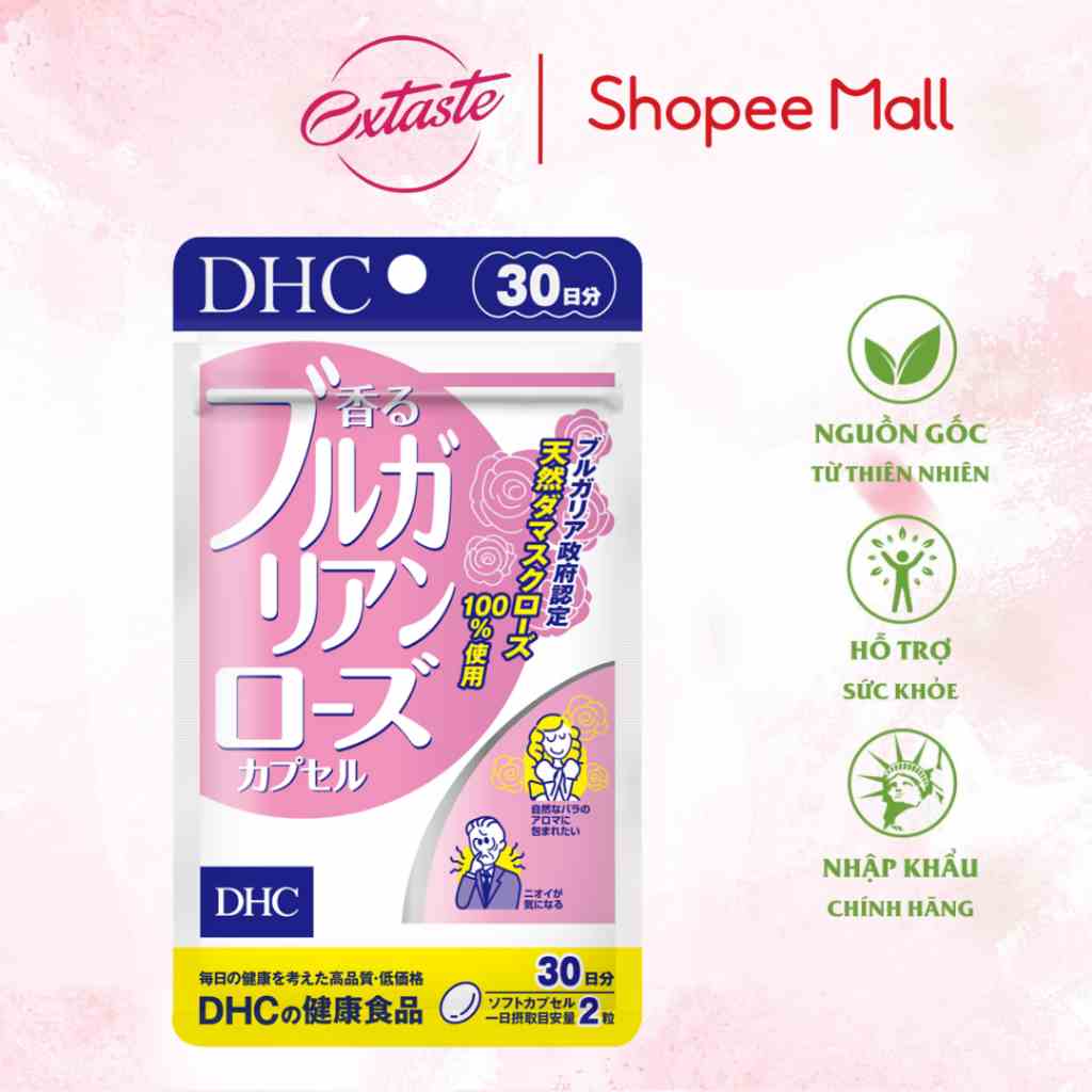 Viên uống thơm cơ thể hương hoa hồng dhc bulgarian rose capsule 30 ngày giúp cơ thể tòa hương thơm tự nhiên Extaste