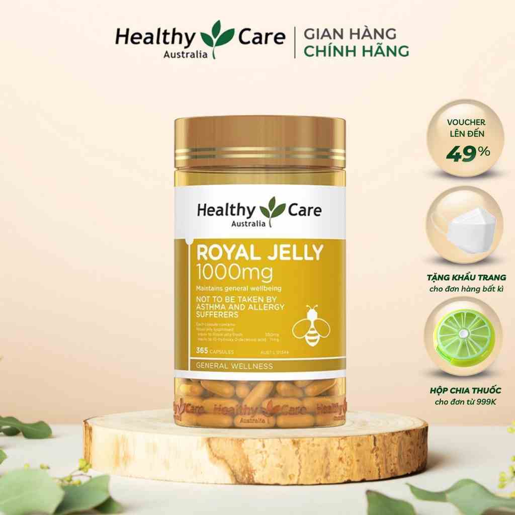 Combo Sữa Ong Chúa  Và Bổ Não Heathy Care Royal Jelly  Chống Lão Hóa, Cải Thiện Vẻ Đẹp Làn Da 365 Viên