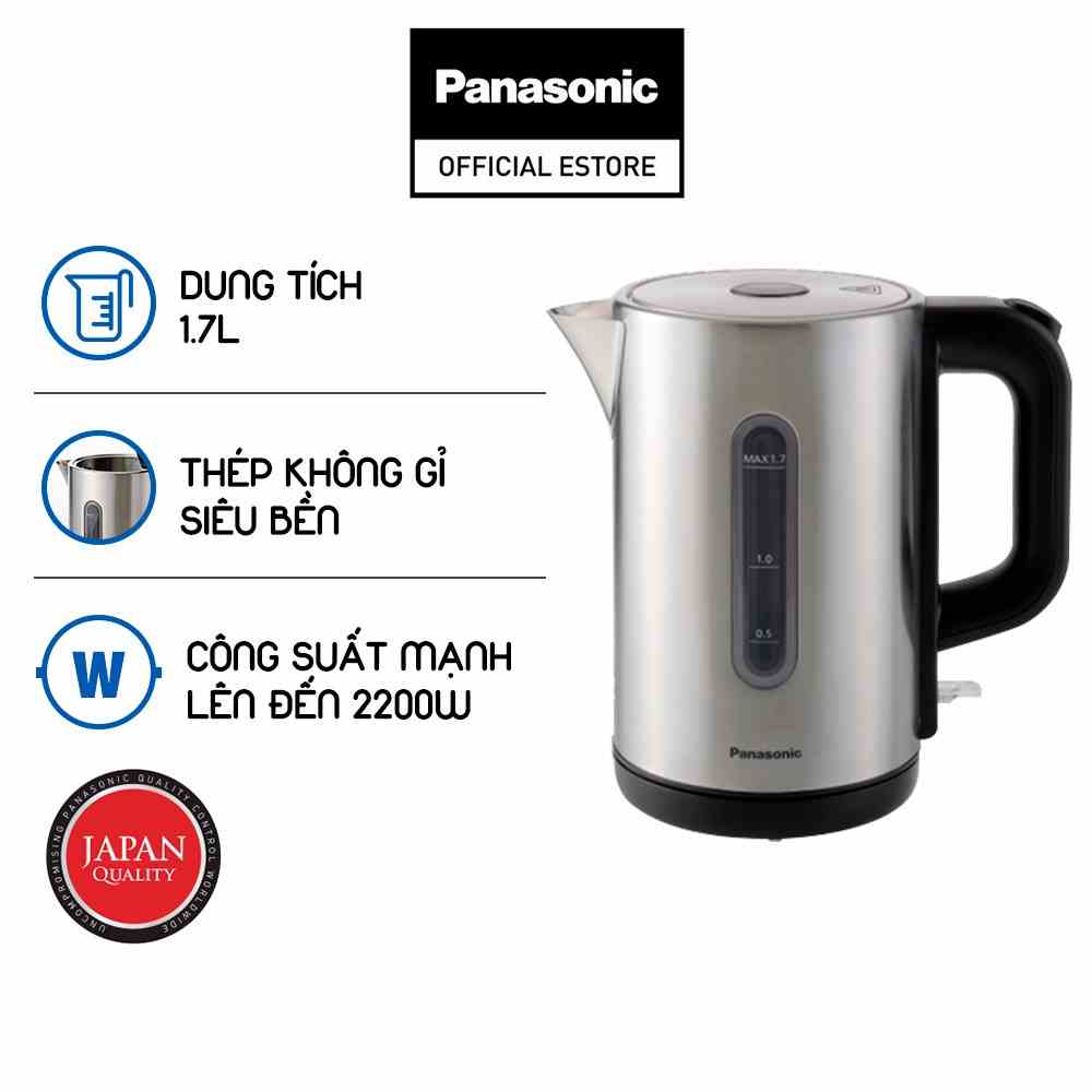 Ấm đun siêu tốc Panasonic NC-K301SRA - 1.7L - Thép không gỉ siêu bền-Công suất mạnh