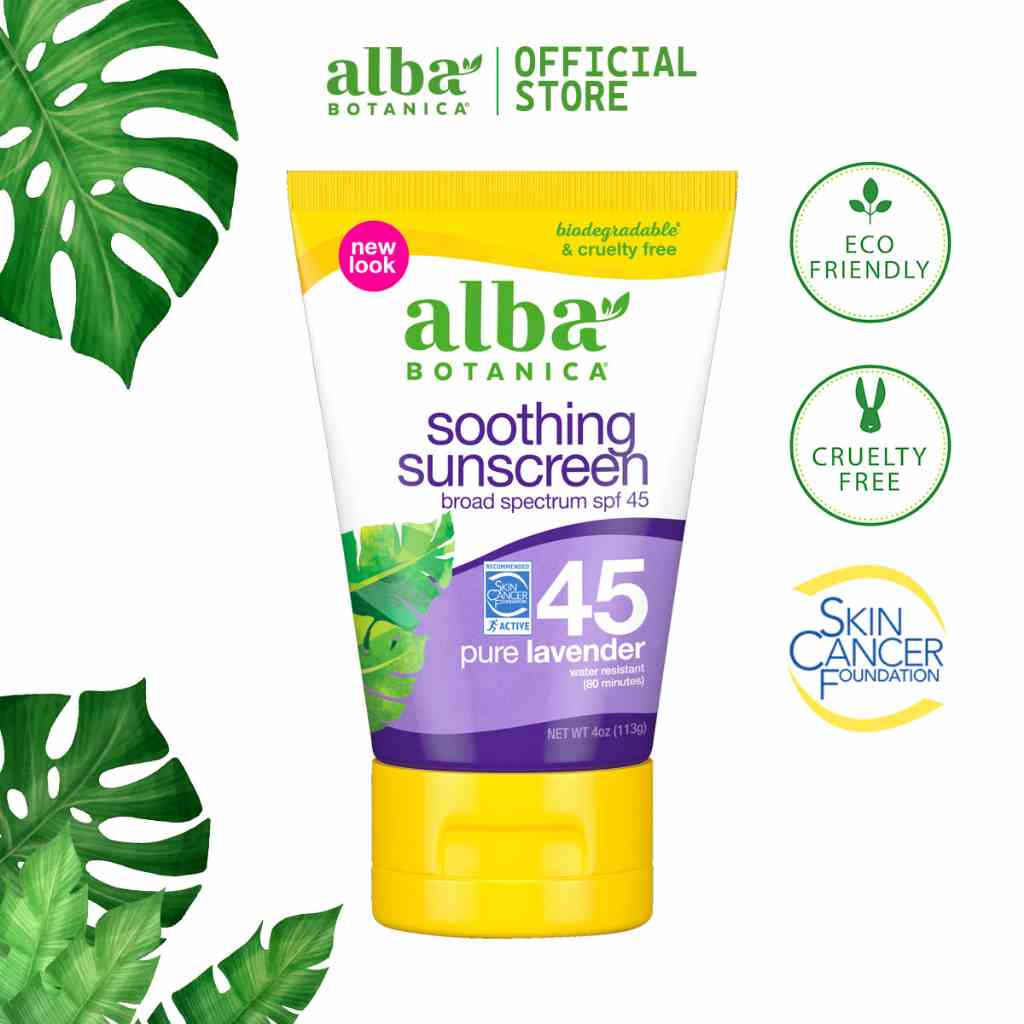 Kem chống nắng oải hương ALBA BOTANICA SOOTHING SUNSCREEN BROAD SPECTRUM SPF 45 PURE LAVENDER 113g