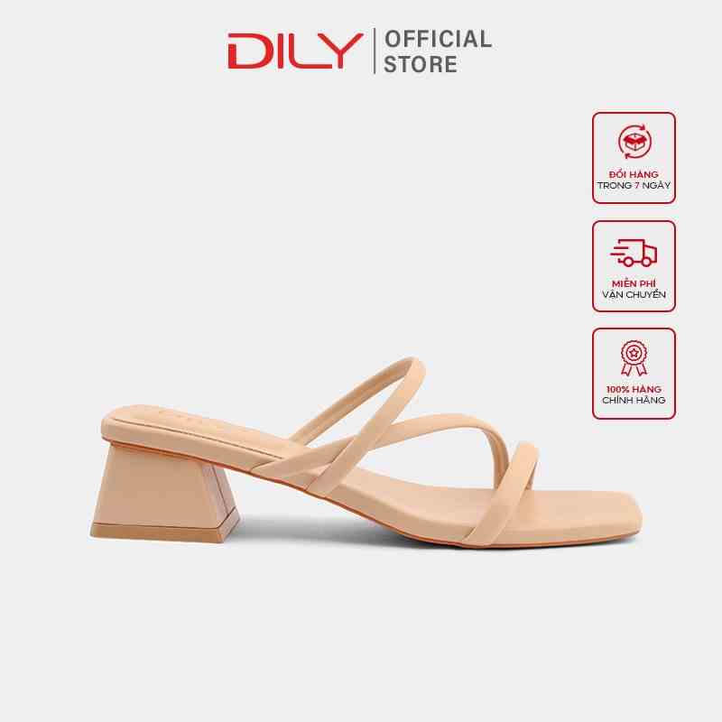 Dép guốc nữ quai mảnh DILY tiện lợi mũi vuông cao 3cm_ AA0290