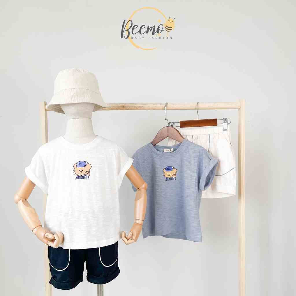 Bộ quần áo Cotton Xược in Gấu Beemo - Chất siêu mát, nhẹ, xua tan nỗi lo hè oi bức, tone màu Hàn Quốc bé mặc tôn da B156