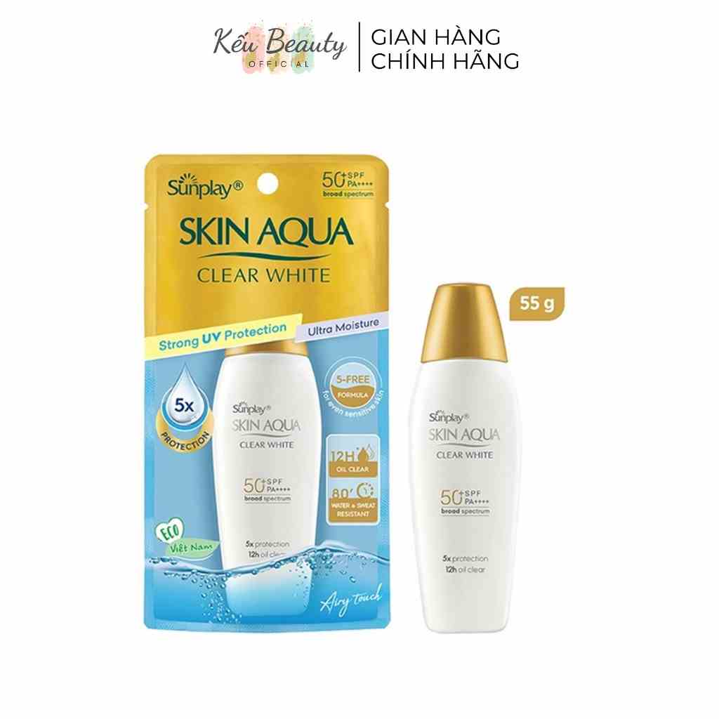 Sữa chống nắng hằng ngày dưỡng trắng cho da dầu Sunplay Skin Aqua Clear White SPF 50+ PA++++ 25g và 55g