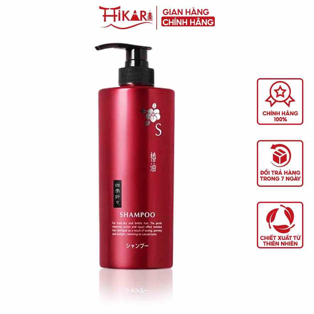 Dầu gội chiết xuất hoa trà Kumano Tsubaki Camellia Shampoo (không Silicone) 600ml phục hồi tóc hư tổn