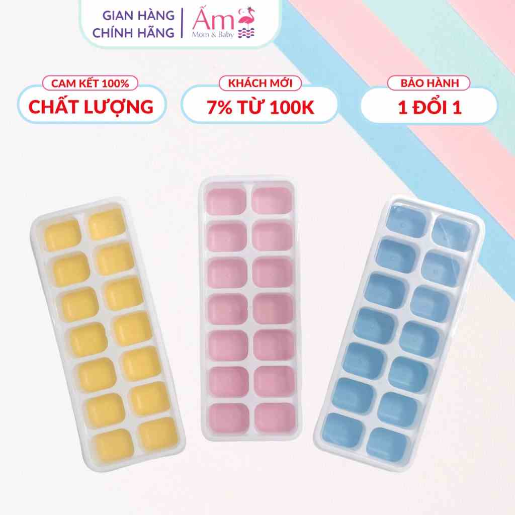 Khay Trữ Đông Đồ Ăn Dặm Silicon Cho Bé Ấm Baby Khuôn Làm Đá Bảo Quản Thức Ăn Ấm Gift Decor