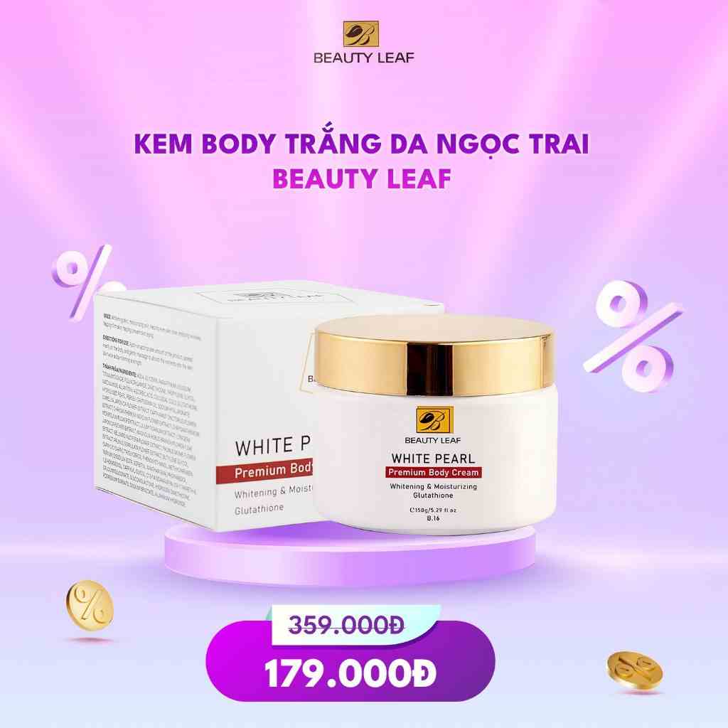 [Mã BMTTC60K giảm đến 60K đơn 50K] [GOLDEN HEALTH] Kem Body Trắng Da Ngọc Trai Beauty Leaf 150g