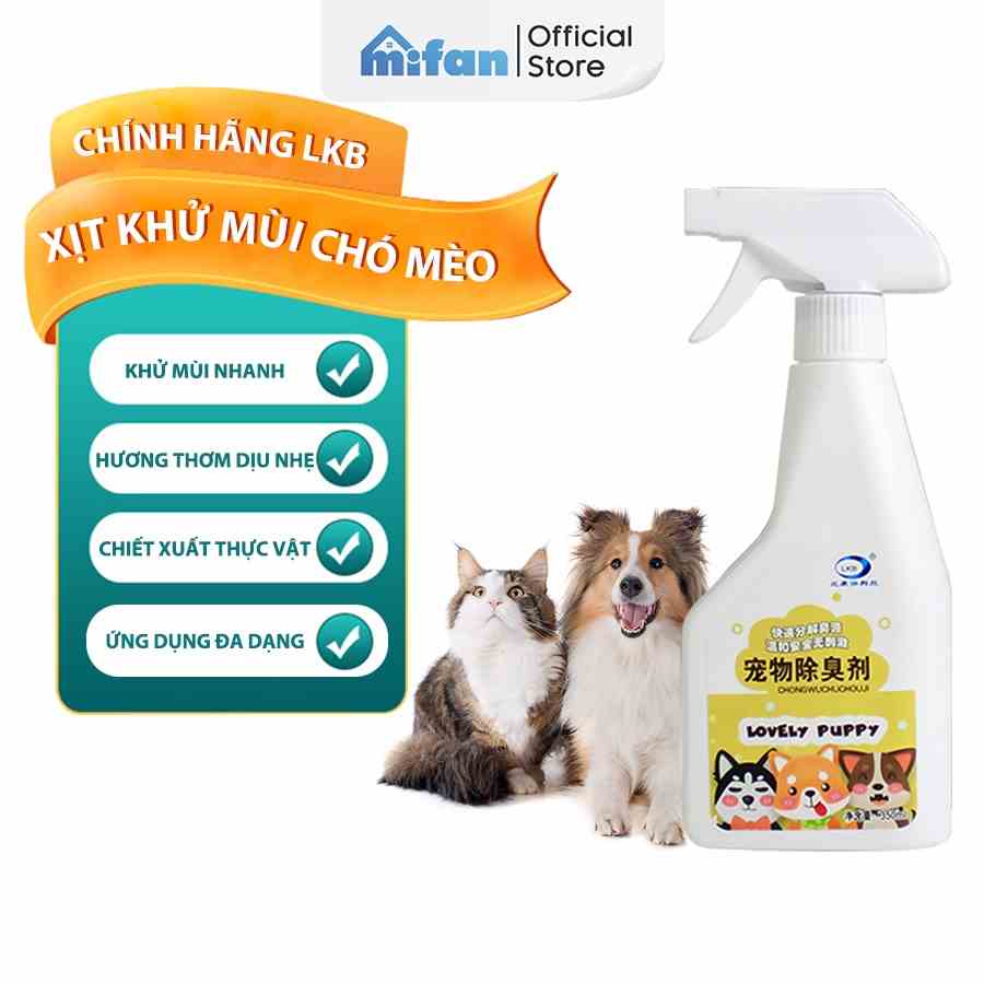 Chai Xịt Khử Mùi Chó Mèo Lkb 350ml MIFAN - Diệt khuẩn enzyme chiết xuất thực vật, vệ sinh an toàn cho thú cưng