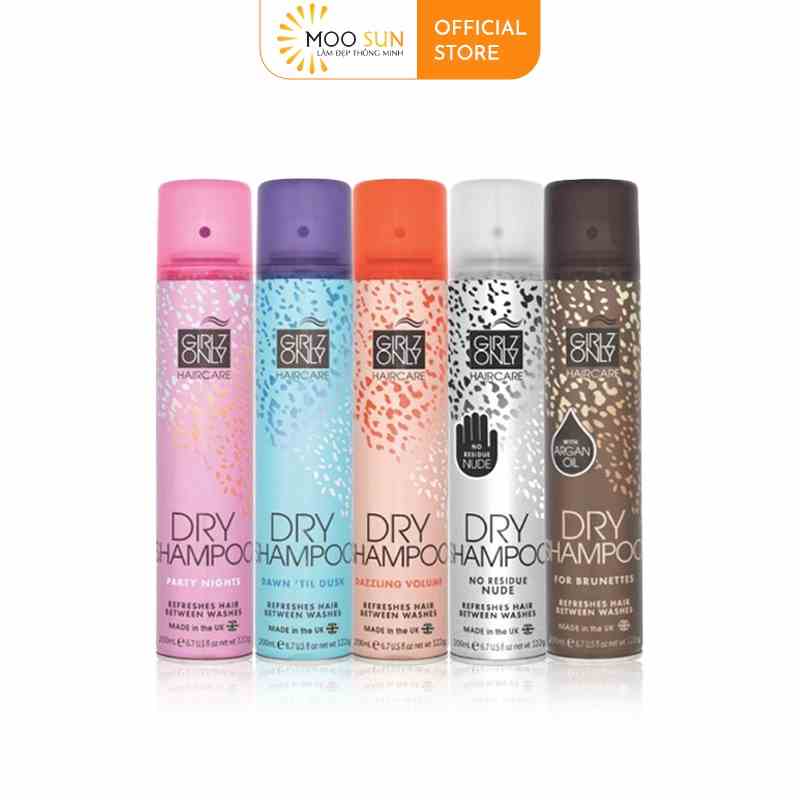 Dầu Gội Khô Girlz Only Party Nights / Dawn Til Dusk / Dazzling Volume / For Brunettes / No Residue Nude 200ml