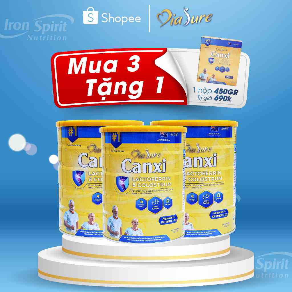 Mua 3 TẶNG 1 Diasure Canxi Sữa Non Xương Khớp Bổ Sung Nano Canxi Lactoferrin Giúp Xương Chắc Khỏe Cải Thiện Giấc Ngủ