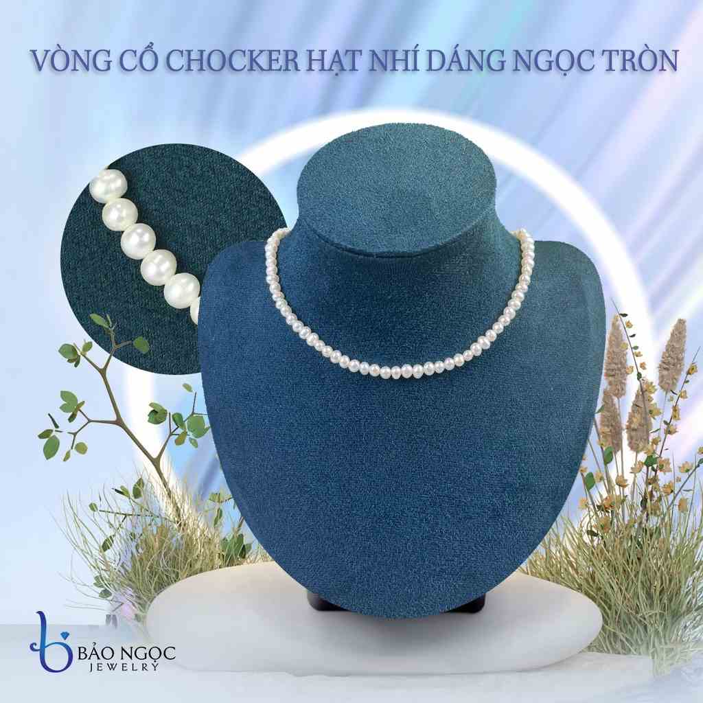 Vòng Choker Ngọc Trai Nhí Hạt Tròn 3-4 ly Ngọc Trai Tự Nhiên Nước Ngọt DB2693- Bảo Ngọc Jewelry (Thiết Kế Độc Quyền)