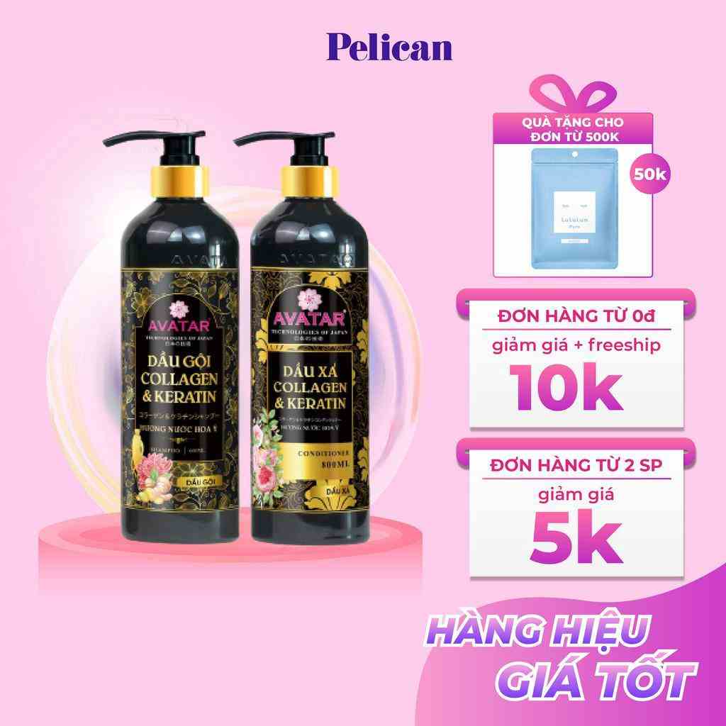 [Mã BMLTB35 giảm đến 35K đơn 99K] Dầu gội Avatar Collagen & Keratin phục hồi tóc hư tổn 600ml công nghệ Nhật Bản