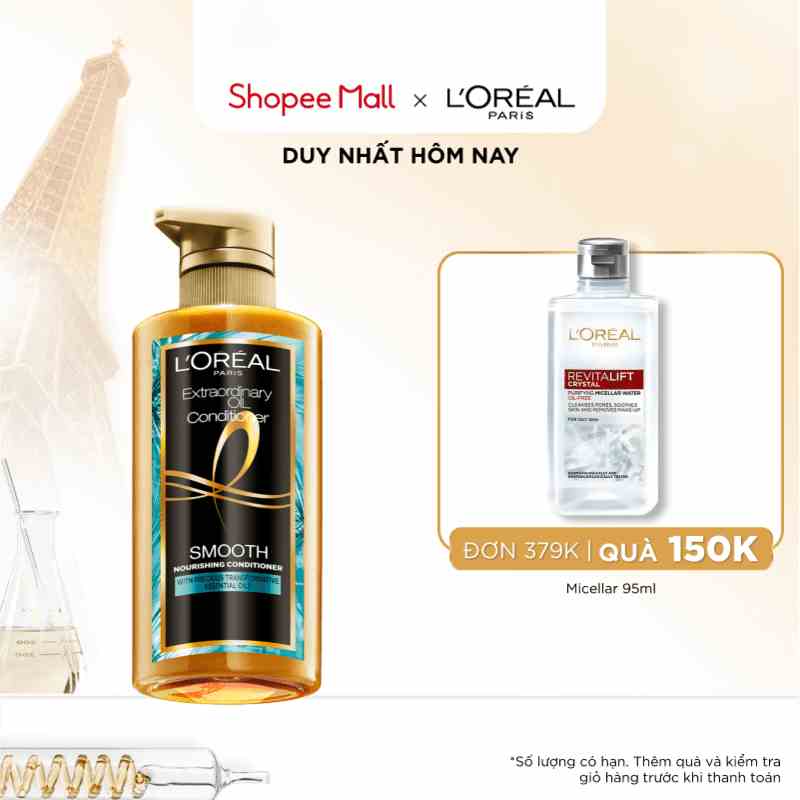 Dầu xả dưỡng tóc suôn mượt tóc cao cấp LOreal Paris Extraordinary Oil Smooth 440ml