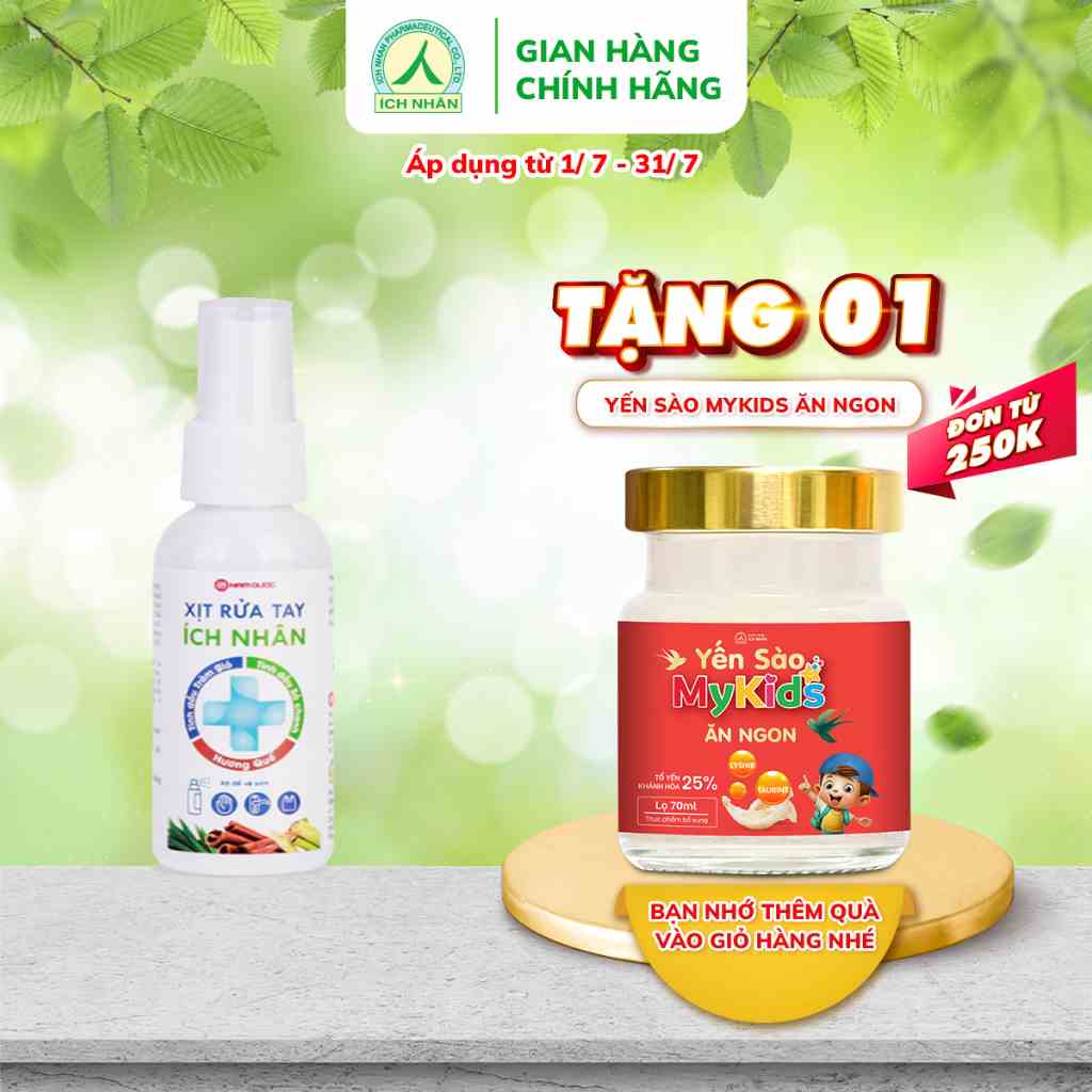 Xịt rửa tay Ích Nhân diệt khuẩn mạnh, dưỡng ẩm da tay vượt trội chai 100ml