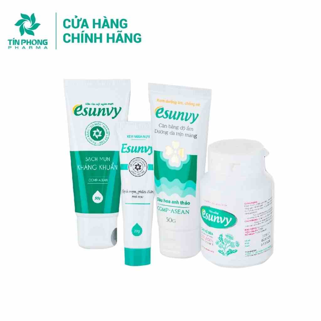 Bộ Chăm Sóc Da Mụn Esunvy Với 4 Bước Cơ Bản  - Giúp Sạch Mụn, Hết Thâm, Mờ Sẹo, An Toàn, Hiệu Quả CSDMCB