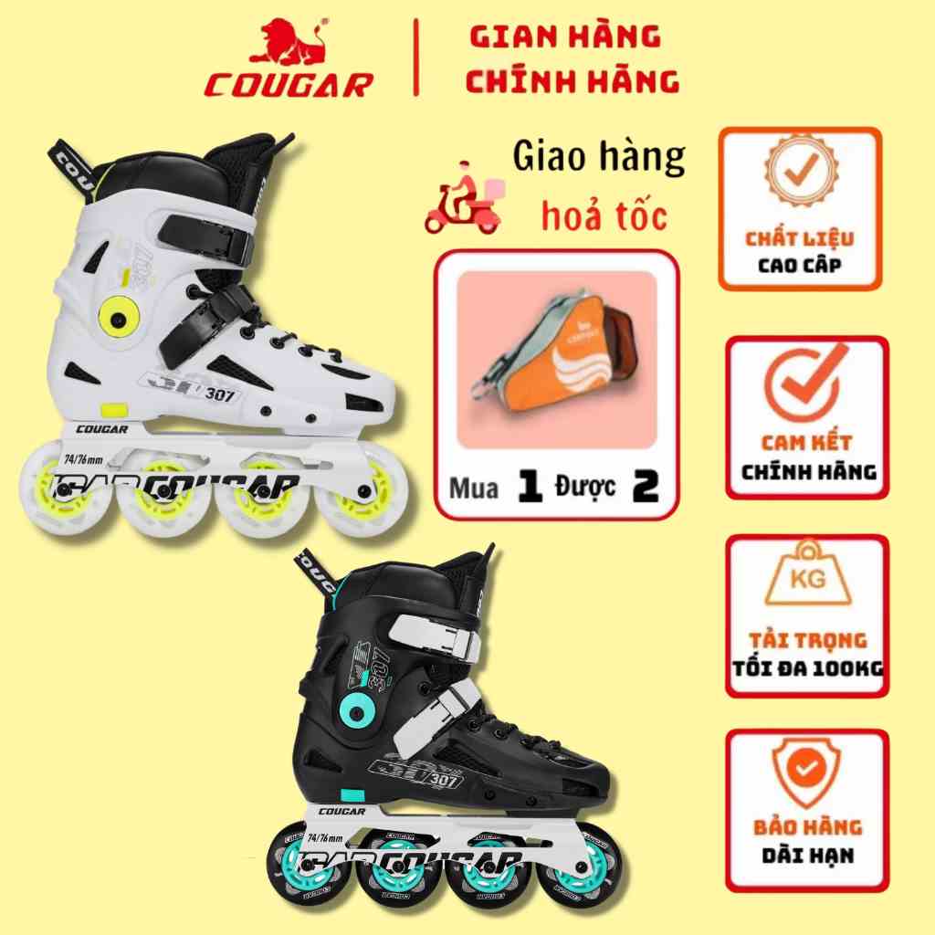 Giày Patin Người Lớn Cougar 307C Chính Hãng Tặng Kèm Túi Đựng Patin, Tải trọng lên đến 100kg