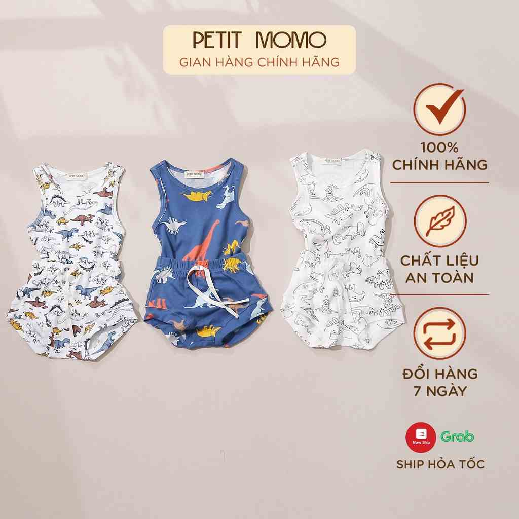 Bộ Quần Áo Ba Lỗ Cho Bé PETIT MOMO Chất Vải Thun Cotton Mát Lạnh Họa Tiết Khủng Long Dễ Thương H129-B