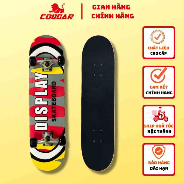 Ván Trượt Cougar-Skateboard Bensai 16 Chính Hãng, Gỗ Ép 7 Lớp, Mặt Nhám Phù Hợp Cho Người Mới Chơi