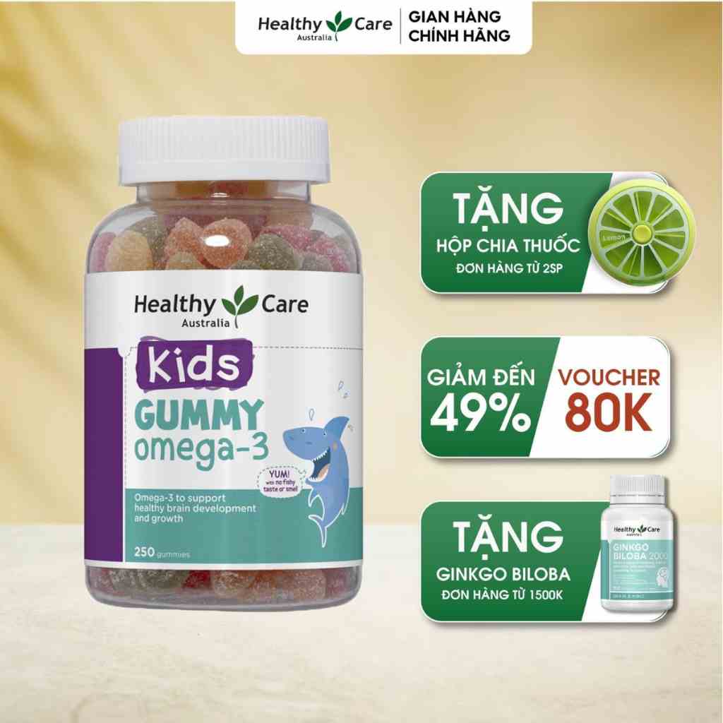 Healthy Care Kids Gummy Omega-3 Kẹo Dẻo Vitamin Cho Bé