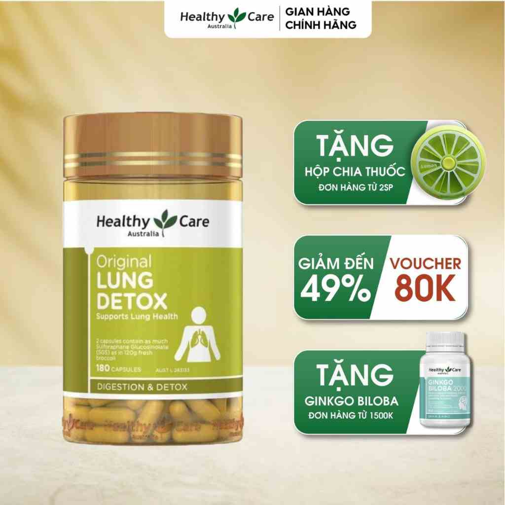 Bổ Phổi Lung Detox Healthy Care Viên Uống Thải Độc Phổi Thanh Lọc Đường Hô Hấp Original 180 Viên