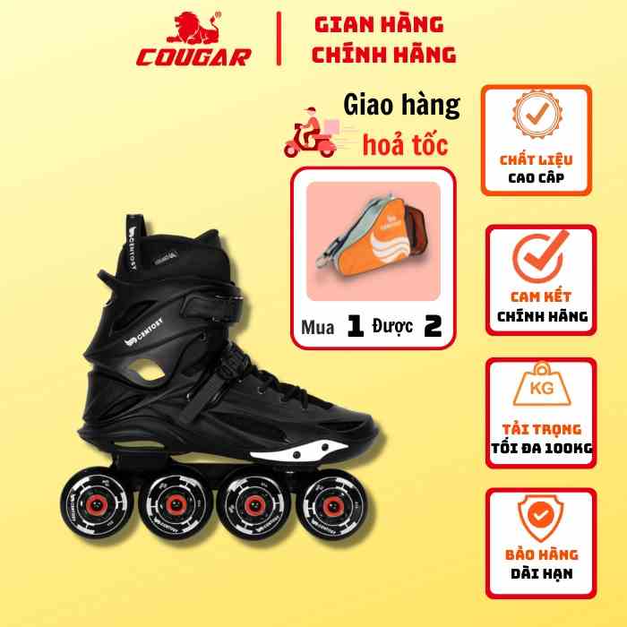 Giày Patin Người Lớn Cougar-Centosy Freestyle Pro Max Chính Hãng, Form Nhựa Chắc Chắn, Boot Giày Có Thể Tháo Rời