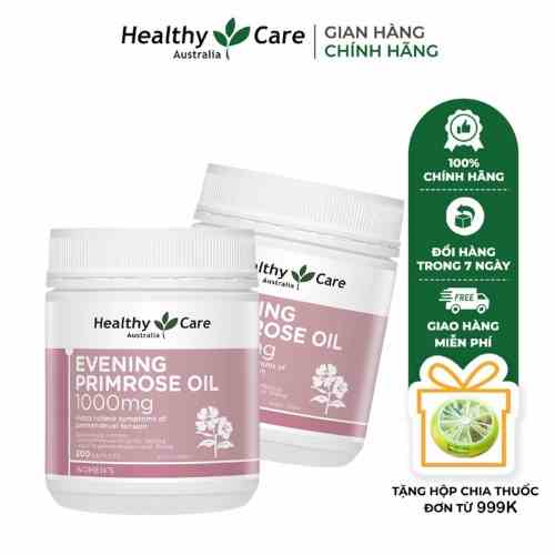 Comb 2 hộp Viên uống tinh dầu hoa anh thảo Healthy Care Evening Primrose Oil- Hỗ trợ điều hòa nội tiết tố nữ (200 viên)