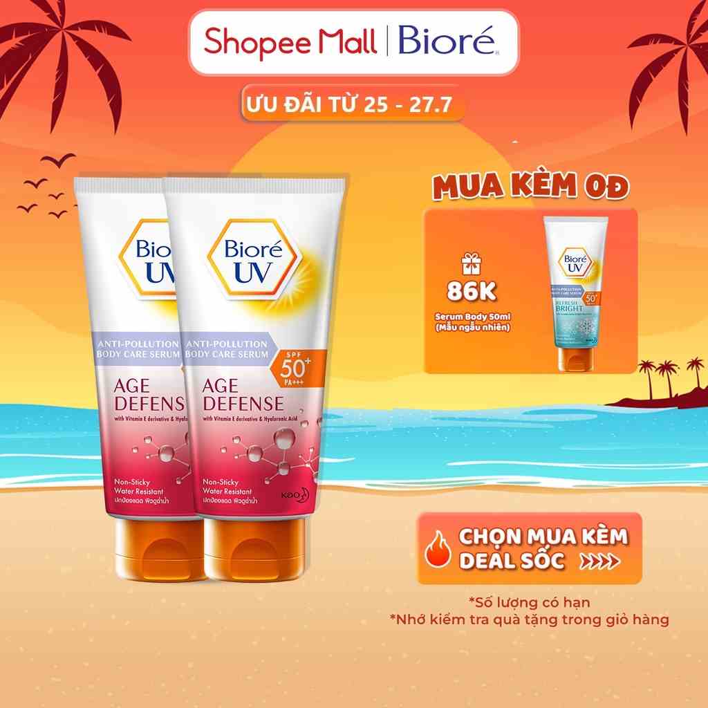 Combo 2 Serum chống nắng dưỡng thể kháng bụi - tươi trẻ Bioré 150ml