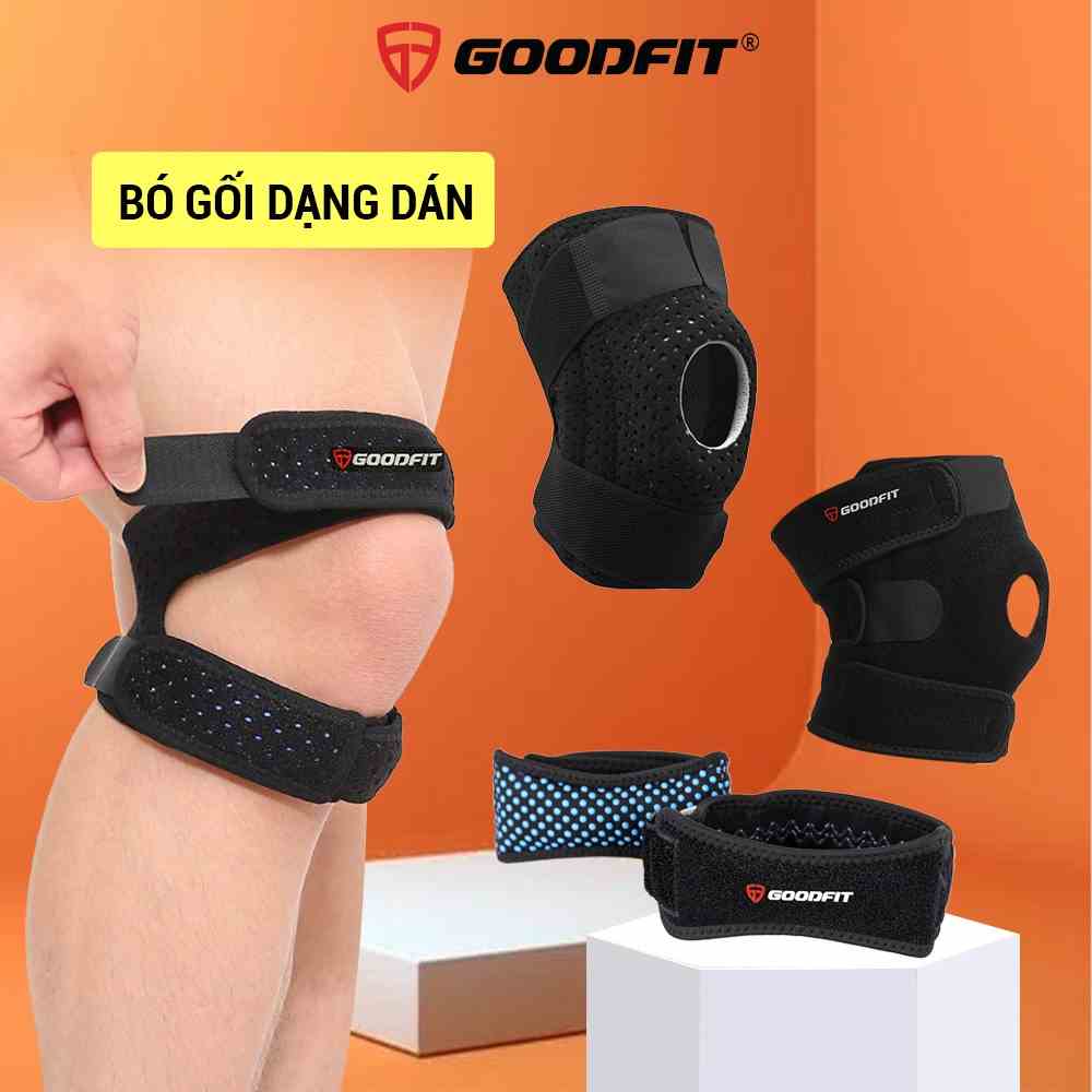 Bó gối thể thao, đai bảo vệ đầu gối GoodFit điều chỉnh dễ dàng, dạng miếng dán, hỗ trợ tập luyện thể dục thể thao