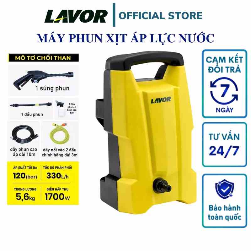 Máy phun áp lực nước Lavor Smart120 máy rửa xe motor chổi than - Áp suất 120 bar siêu mạnh - Bảo hành toàn quốc