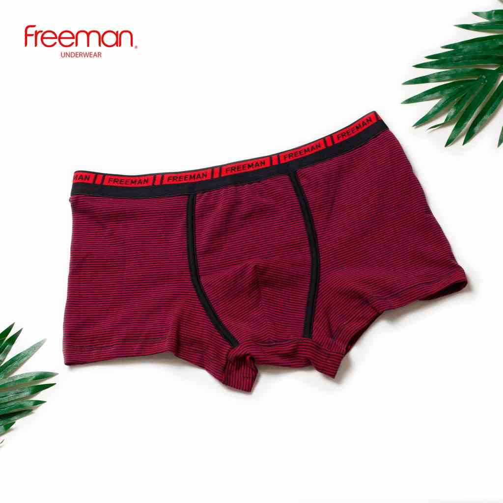 [Mã BMLTA35 giảm đến 35K đơn 99K] Quần lót nam boxer Freeman chất liệu cotton thấm hút mồ hôi tốt màu đỏ sọc đen BO504