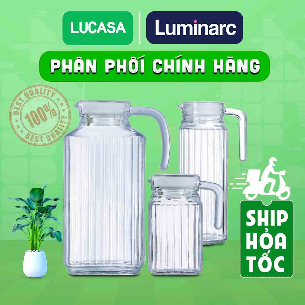 [Mã BMLTA35 giảm đến 35K đơn 99K] Bình Nước Thủy Tinh Luminarc Quadro Cao Cấp 0.5L - 1.1L - 1.7L | Phân Phối Chính Hãng