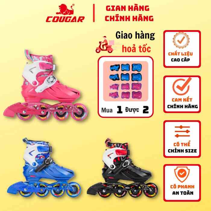 Giày Patin Trẻ Em Flying Eagle BKB K8, Giày Trượt Patin Form Nhựa Cao Cấp, Tặng Kèm Bảo Hộ Tay Chân Cho Bé