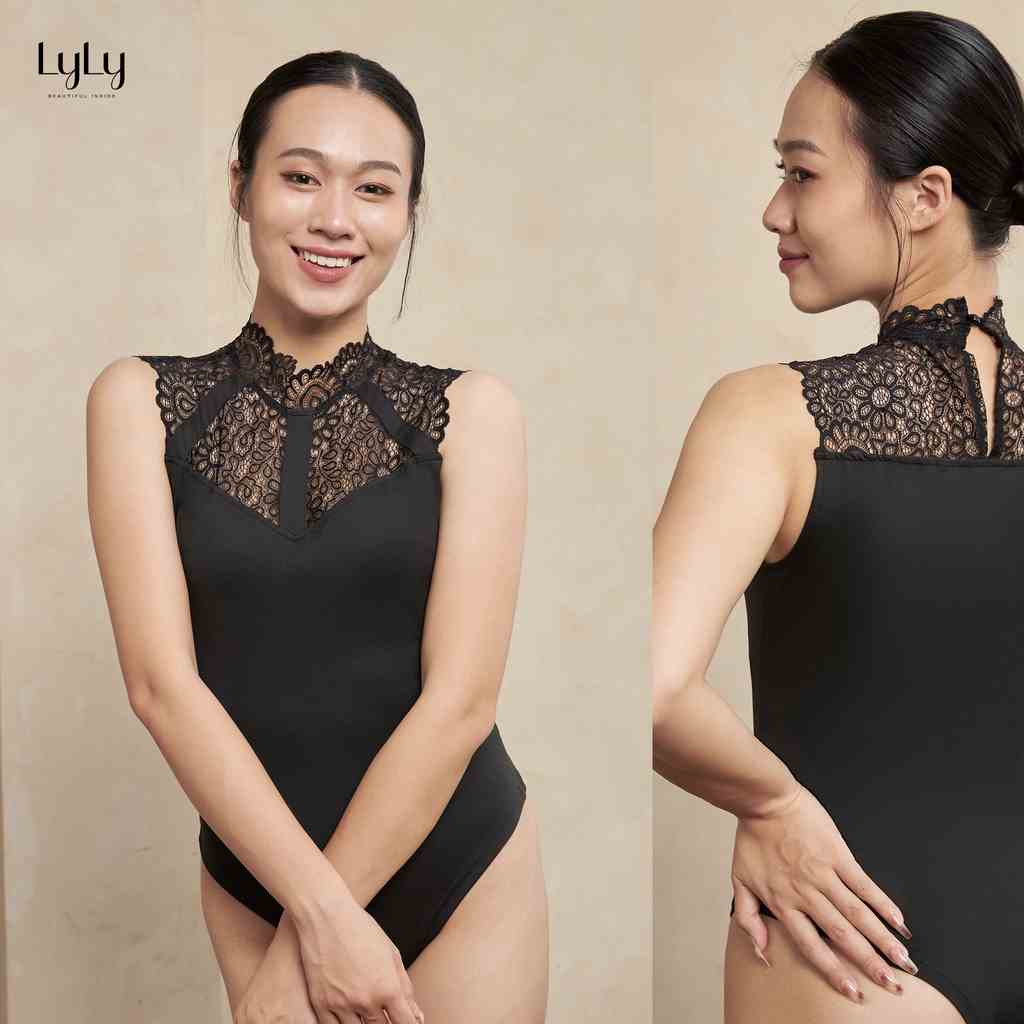 Bodysuit nữ ba lỗ LyLy JM068 áo liền thân sát nách ôm body thun co giãn phối cổ ren quyến rũ