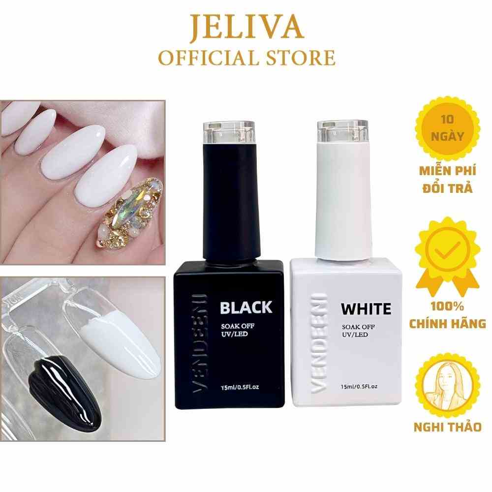 Sơn móng tay gel VENDEENI màu đen, trắng 15ml JELIVA