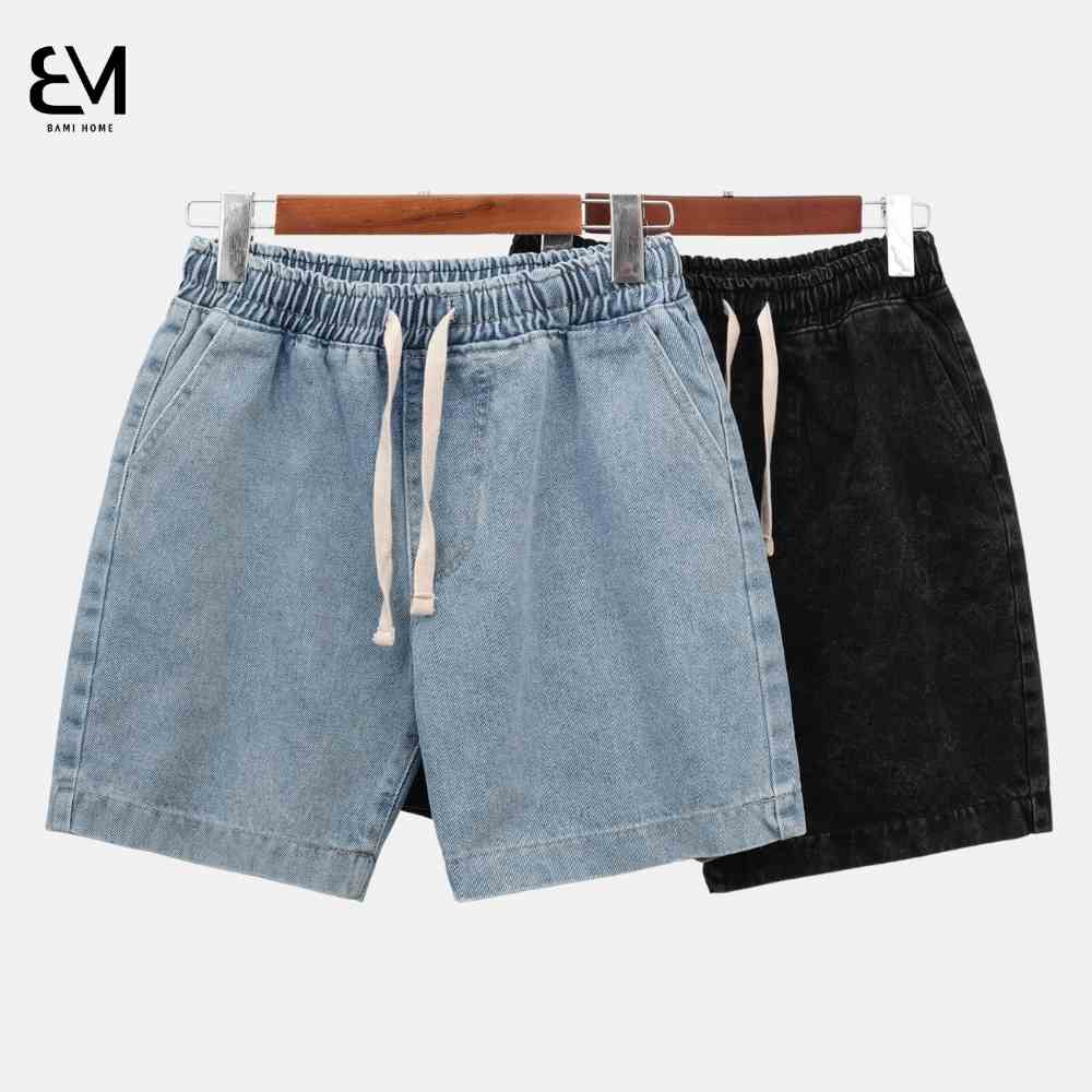 Quần short jeans nam cao cấp BAMIHOME quần đùi Jean vải dày đẹp không bay màu dễ phối đồ QJ03