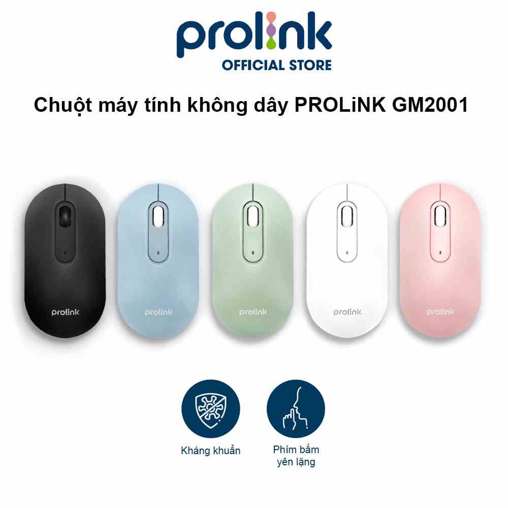 Chuột máy tính không dây PROLiNK GM2001 chống ồn, kháng khuẩn, độ nhạy cao, tiết kiệm pin dành cho PC, Laptop