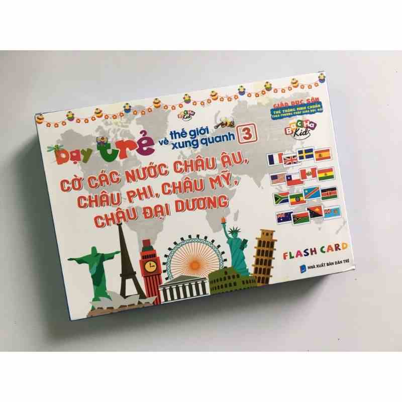 Flashcard - Dạy trẻ về thế giới xung quanh 3 - Cờ các nước châu Âu, châu Phi, châu Mỹ và châu Đại Dương