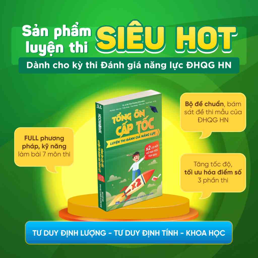 Sách - Tổng ôn cấp tốc luyện thi Đánh giá năng lực (Theo cấu trúc đề thi của ĐHQGHN) giúp 2k6 nhân đôi cơ hội đỗ Đại Học