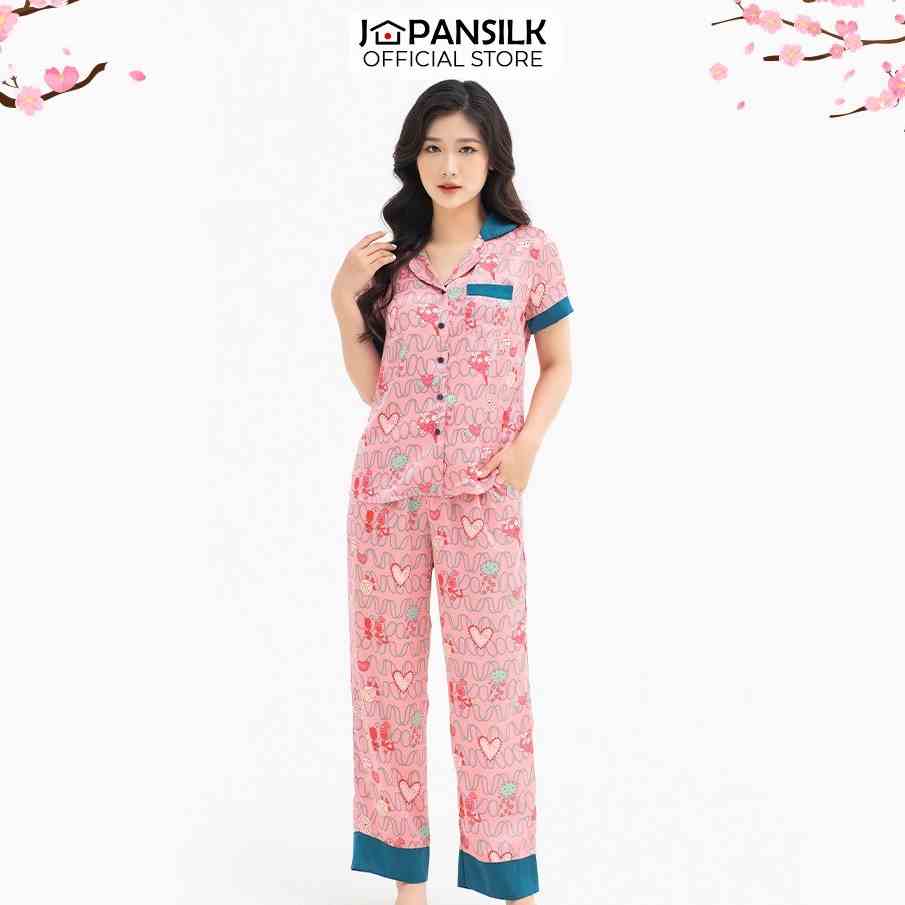 [Mã BMLTA35 giảm đến 35K đơn 99K] Đồ Pijama Nữ Lụa Satin Nhật Cao Cấp JAPAN SILK Họa Tiết Cành Hồng Đá Cổ Điển