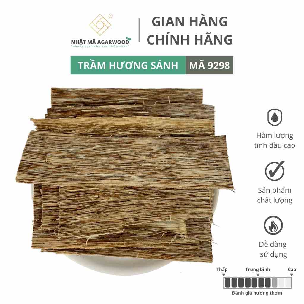 Trầm hương xông nhà, trầm miếng - Nhật Mã Agarwood - Mã 9298 - Tặng than đốt cho túi 50g