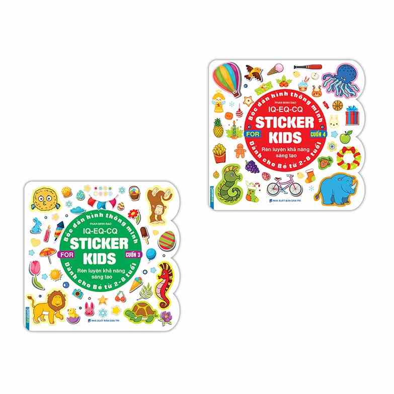 Sách-Combo 2c-Bóc dán hình thông minh IQ - EQ - CQ - Sticker for kids cuốn 3 và cuốn 4 (2-8t)