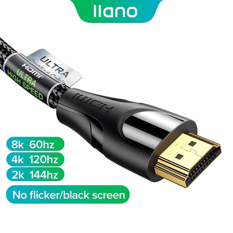 Cáp bện LLANO HDR HDMI 8K 2.1 3D sang 60hz/144hz truyền tốc độ cực cao 48Gbps thích hợp cho HDTV PS5/PS4 pro Switch