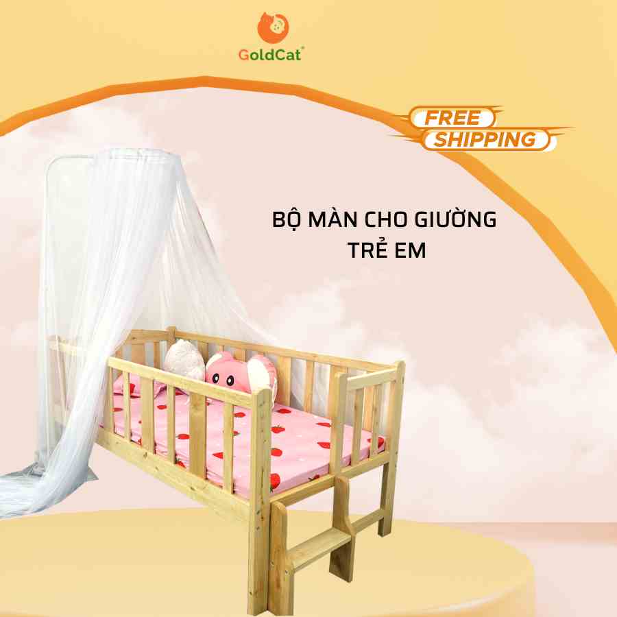 Bộ màn cho giường trẻ em Goldcat, thiết kế mới dùng cho giường có kích thước tối đa 2m, khung sắt phun sơn cao 1m7.