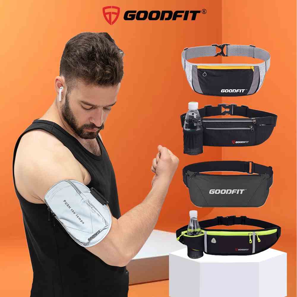 Túi đeo bụng, đai đeo điện thoại chạy bộ chính hãng GoodFit chống nước, phản quang, sức chứa lớn